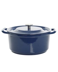 Kenmore Elite Oak Park 5 Quart Enameled Cast Iron Casserole with Lid and Glass Steamer in Blue