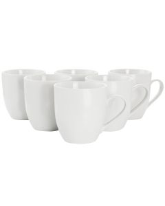 Our Table Simple White 6 Piece Fine Ceramic 16.65oz Mug Set in White