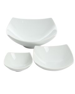 Gibson Gracious Dining 3 Piece Ceramic Bowl Set in White