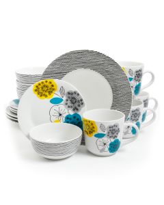 Gibson Home Marigold 16 Piece Fine Ceramic Dinnerware Set, Service for 4