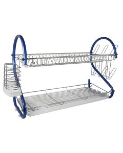 Better Chef 2-Tier 22 in. Chrome Plated Dish Rack in Blue